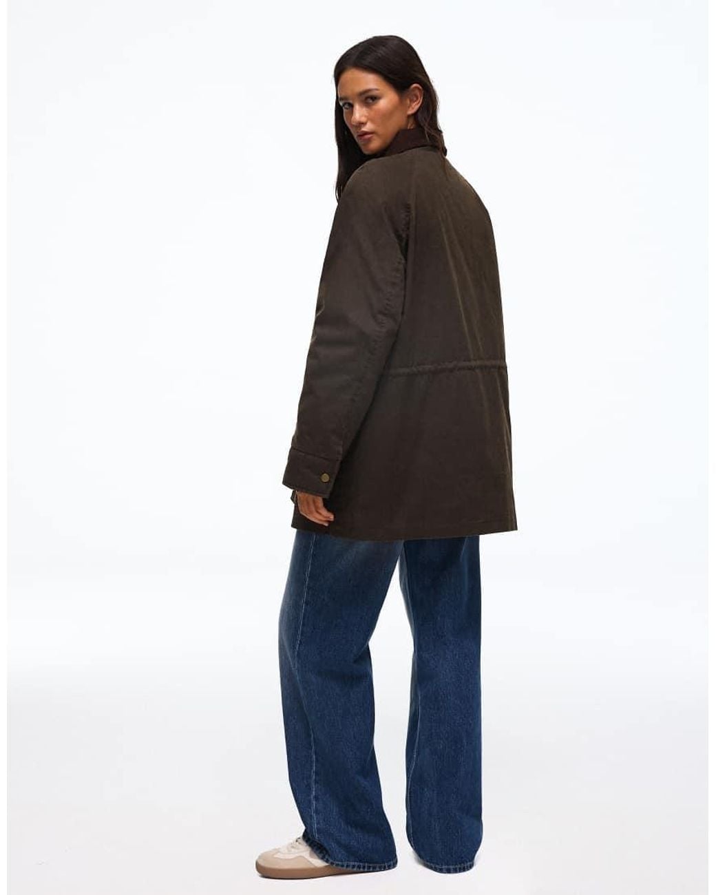Bershka Blue Waxed Jacket With Contrast Collar