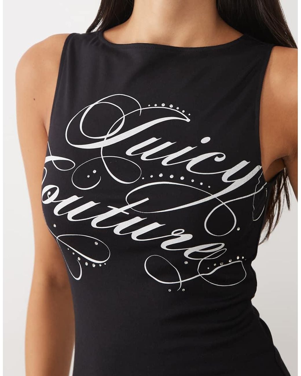 Juicy Couture Blue Mia Rebelle Script Logo Boatneck Top