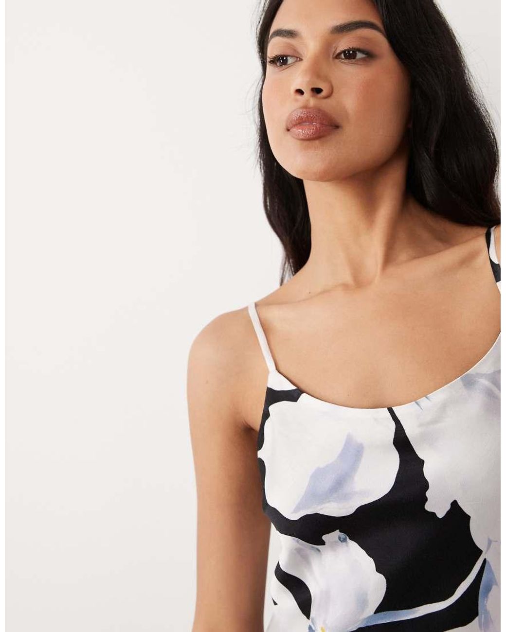 Forever New Blue Satin Scoop Neck Cami Slip Maxi Dress