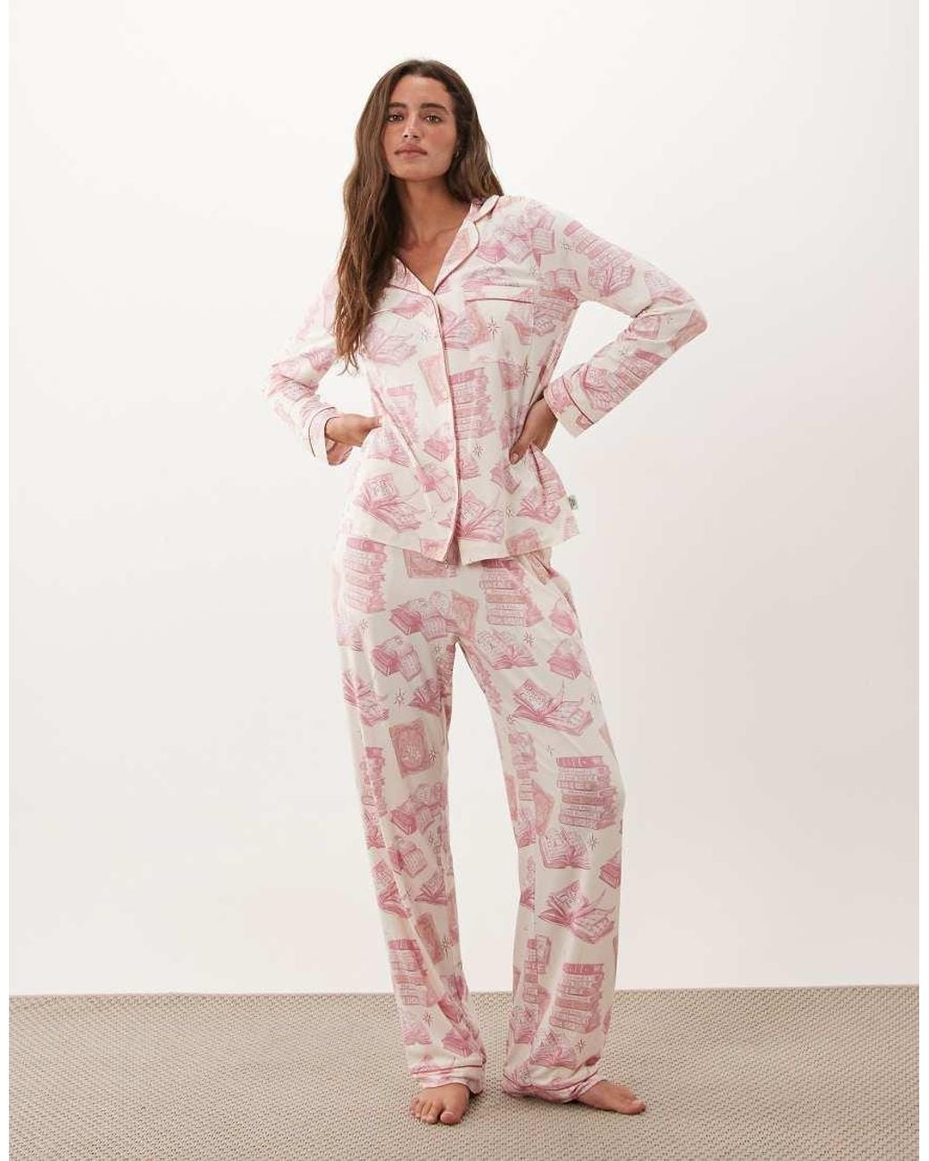 Chelsea Peers Pink Super Soft Button-up Pyjama Set