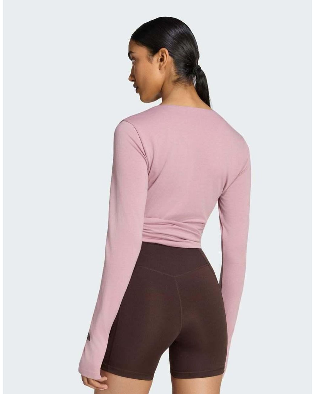 Adidas Originals Red 3-stripes Studio Soft Ballet Wrap Top