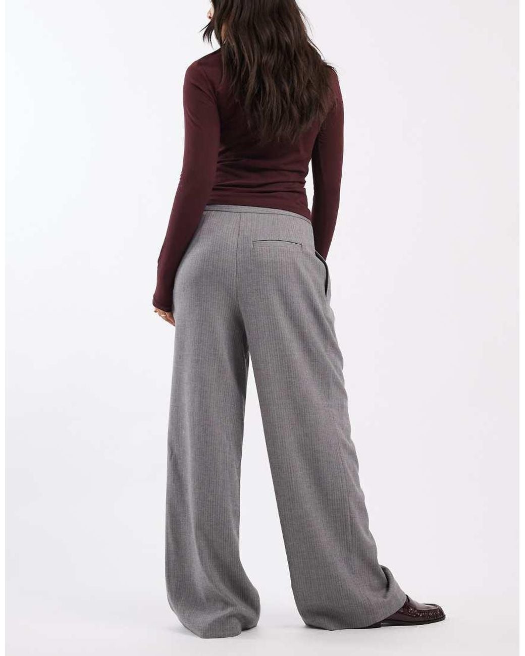 ASOS Purple Tailored Low Rise Wide Leg Trousers With Asymmetric Waistband