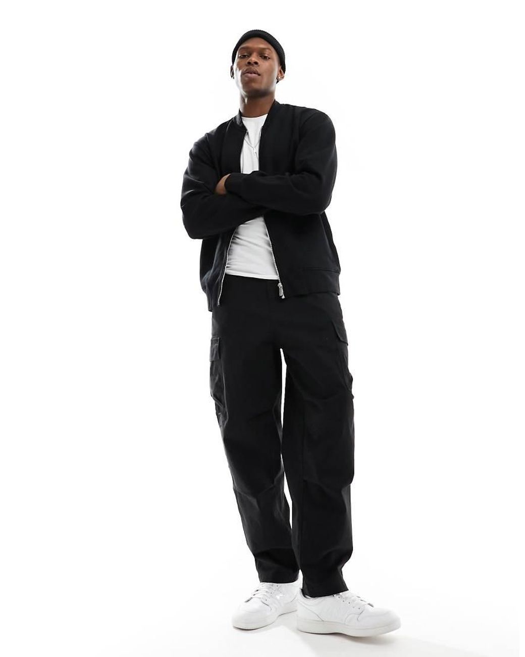 SELECTED Black Mack Sweat Bomber Jacket for men