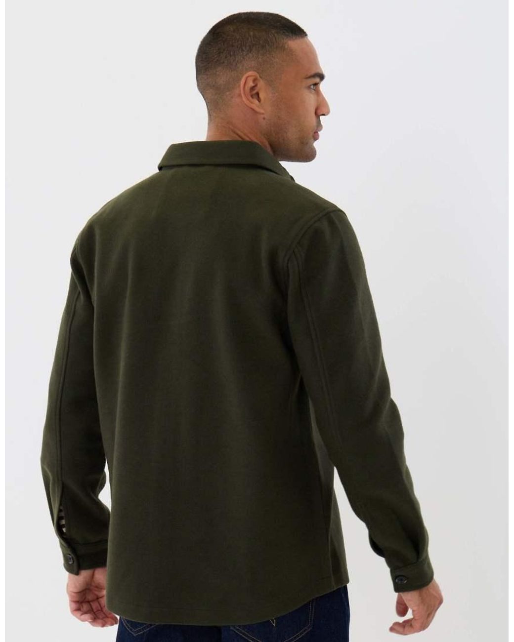 Threadbare Green Patch Pocket Knitted Shacket for men