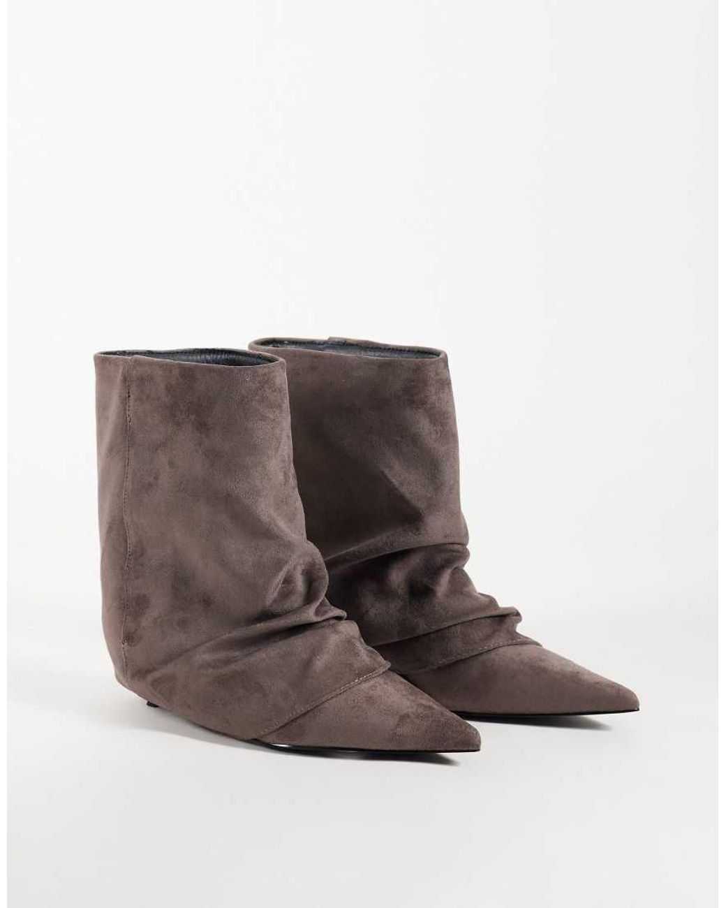 SIMMI Brown Simmi London Dixee Fold Over Ruched Ankle Boots