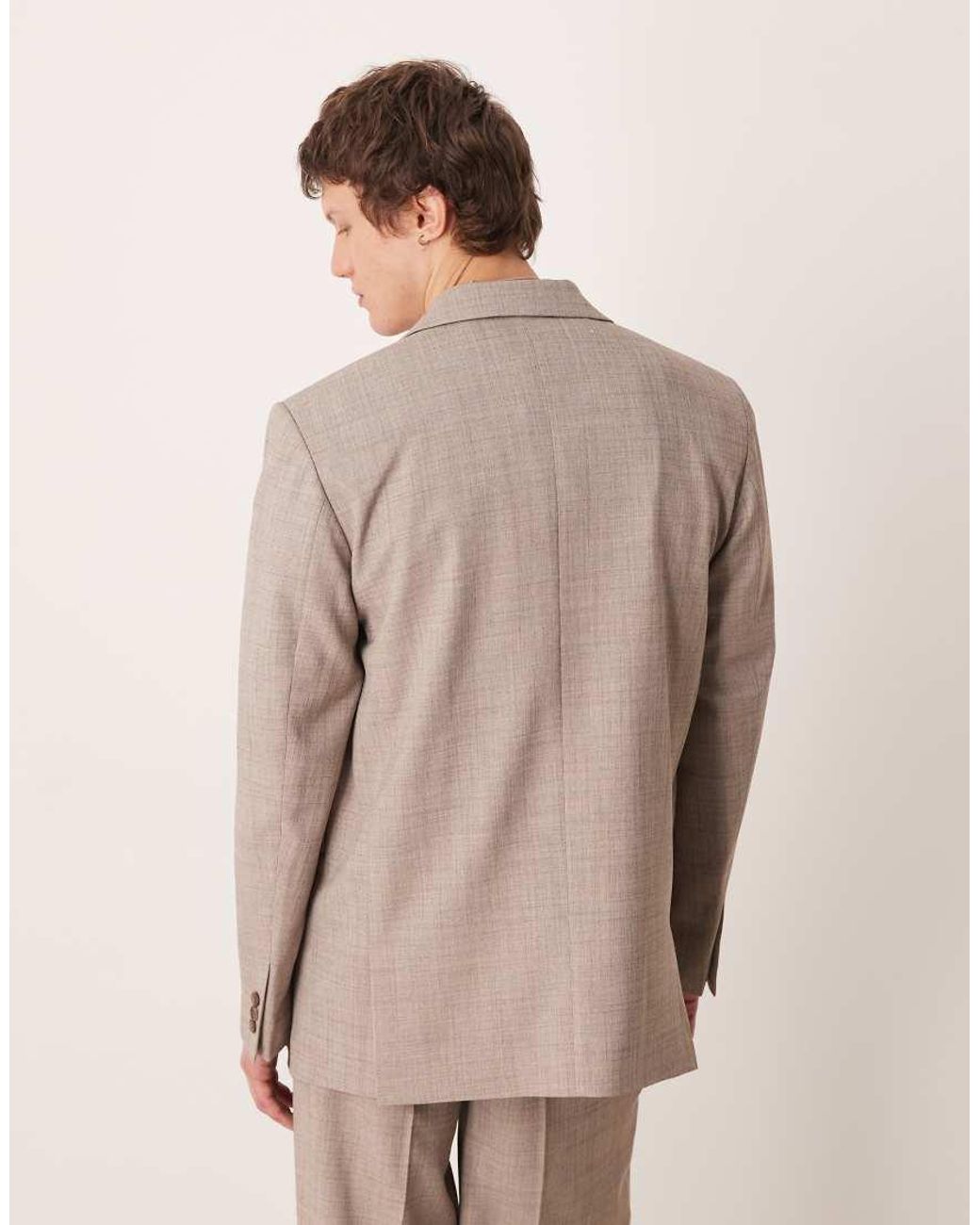 ASOS Natural Asos Deisgn Relaxed Square Shoulder Suit Jacket for men