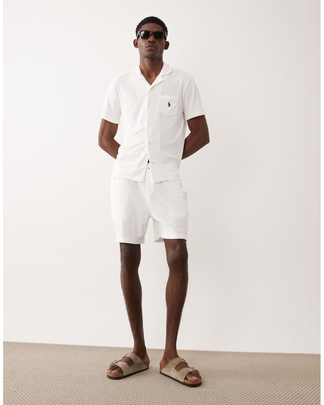 Polo Ralph Lauren Natural Icon Logo Co-Ord Terry Cloth Short Sleeve Shirt for men