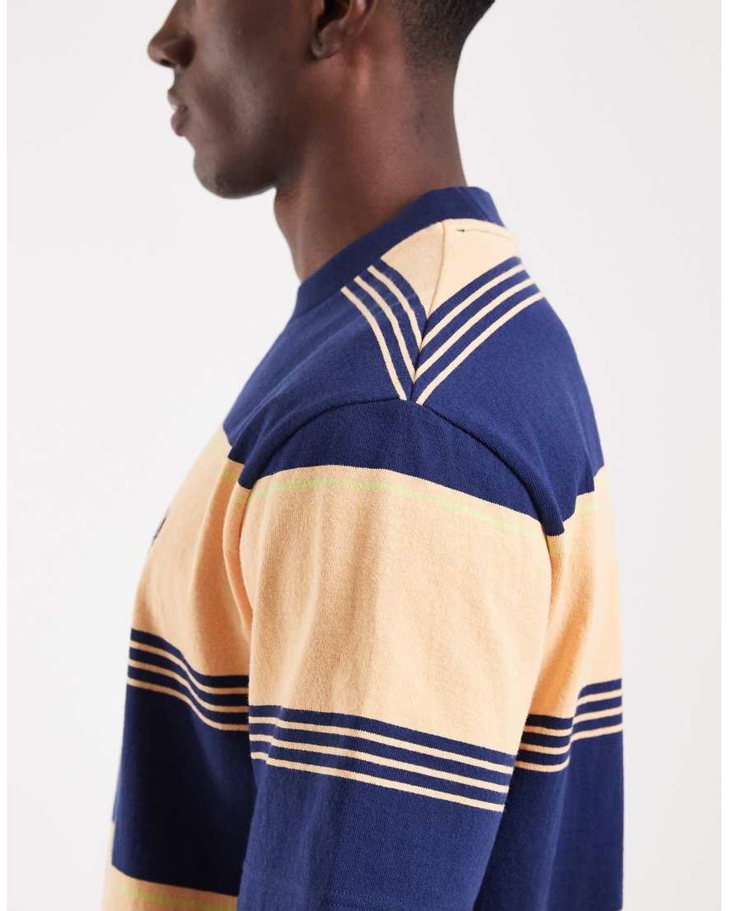 Fred Perry Blue Heavyweight Stripe T-shirt for men