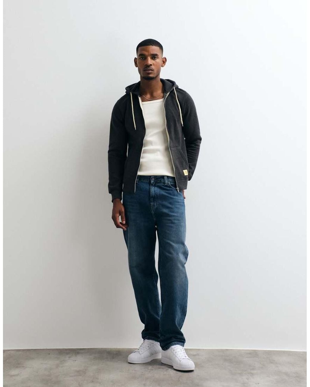 Blend Blue Regular Fit Zip Through Hoodie for men