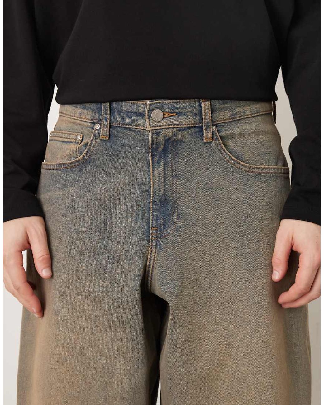 ASOS Black Oversized Tapered Jeans for men