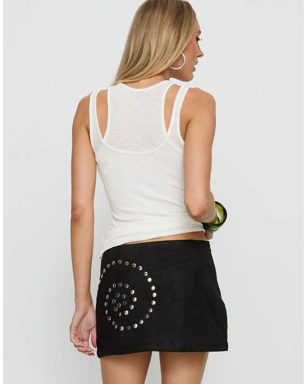 Princess Polly Natural Nalana Studded Detail Mini Skirt