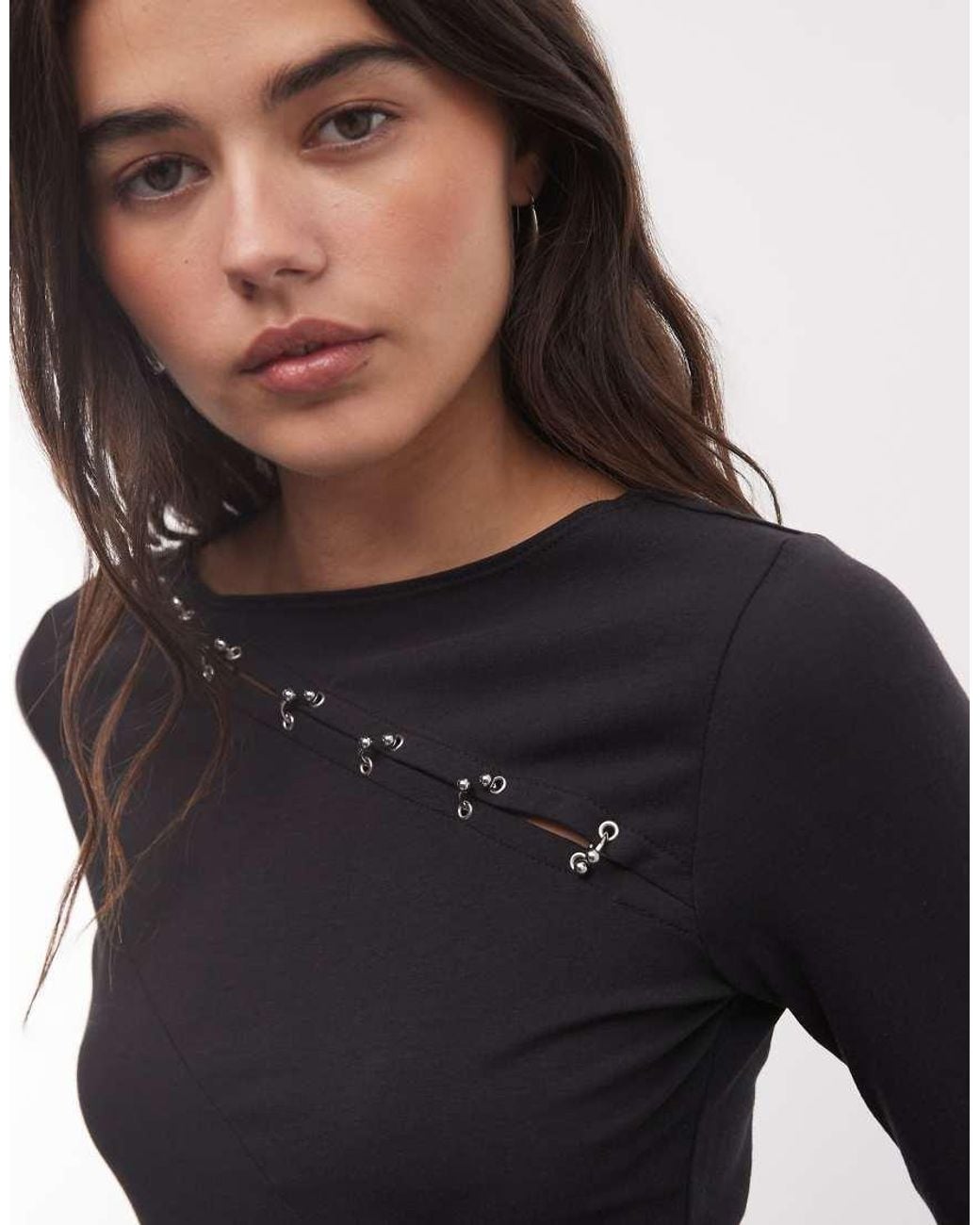 Weekday Blue Long Sleeve Top With Piercing Detail
