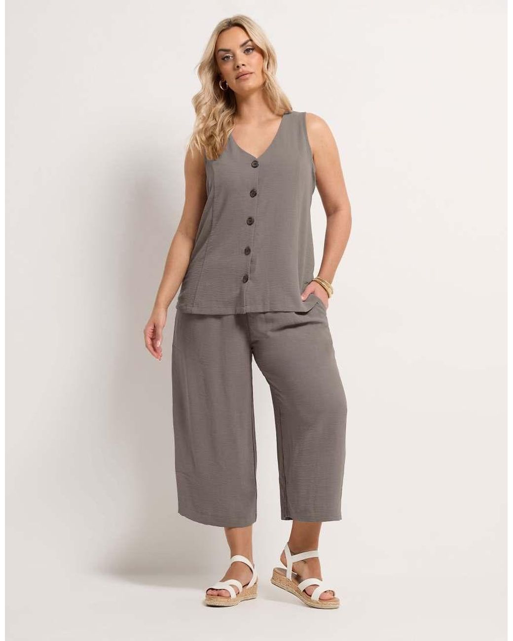 Yours Clothing Gray Button Through Waistcoat