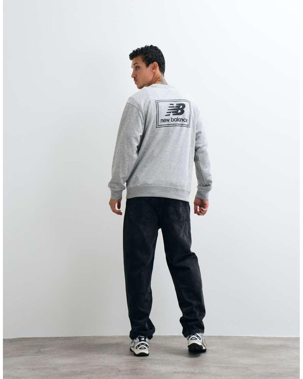 New Balance Gray Woven Label Graphic Sweatshirt for men
