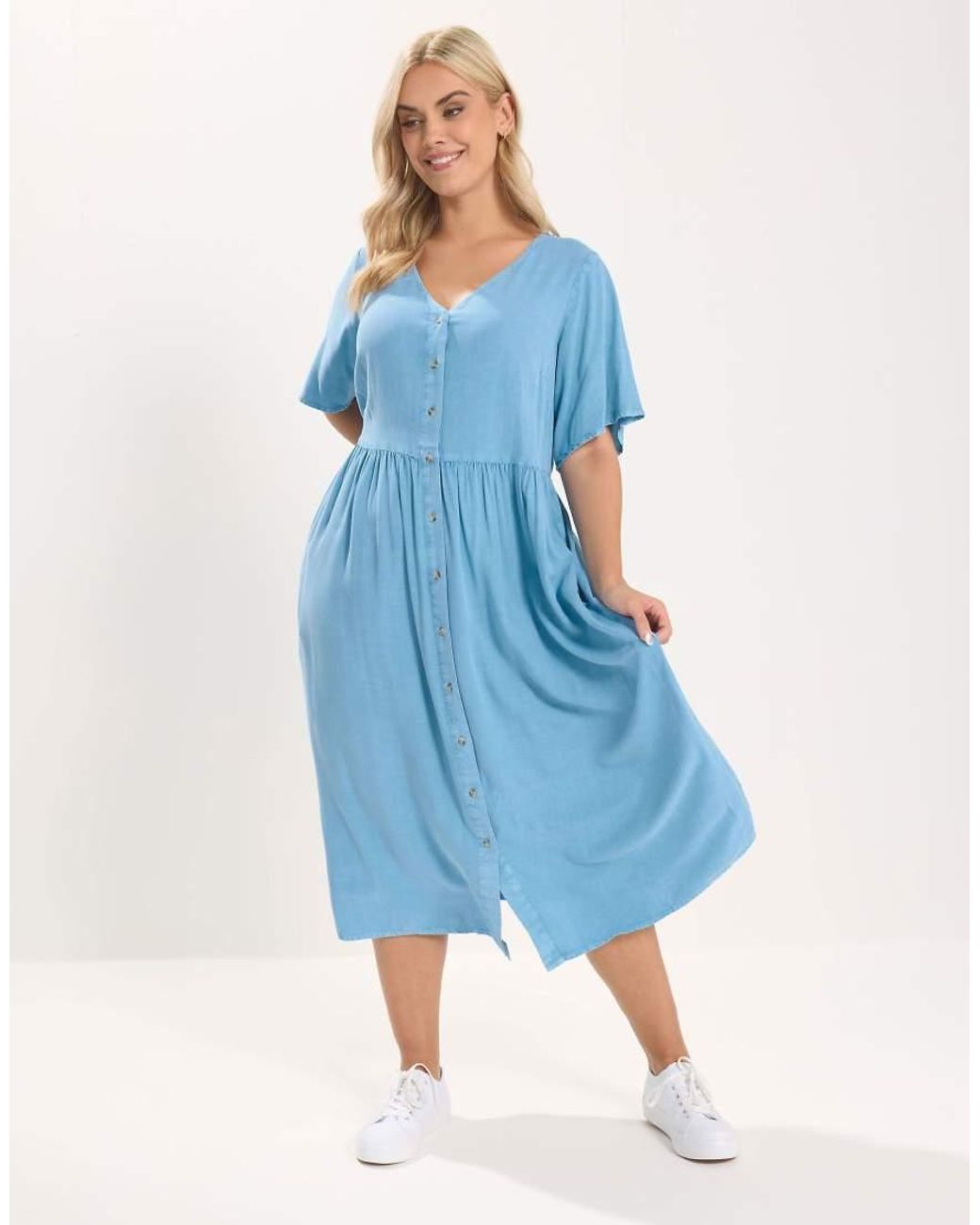 Yours Clothing Blue Chambray Tea Dress