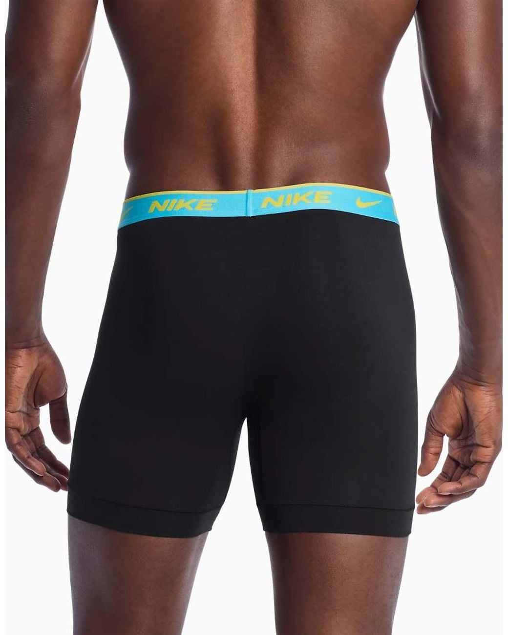 Nike Dri-fit Essential Cotton 3 Pack Boxer Briefs With Navy/red/blue Waistbands for men