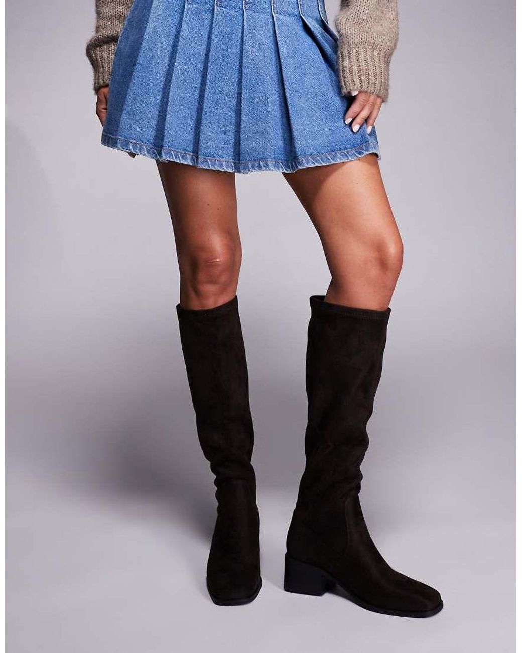 SIMMI Black Simmi London Xander Wide Fit Smart Knee Boots