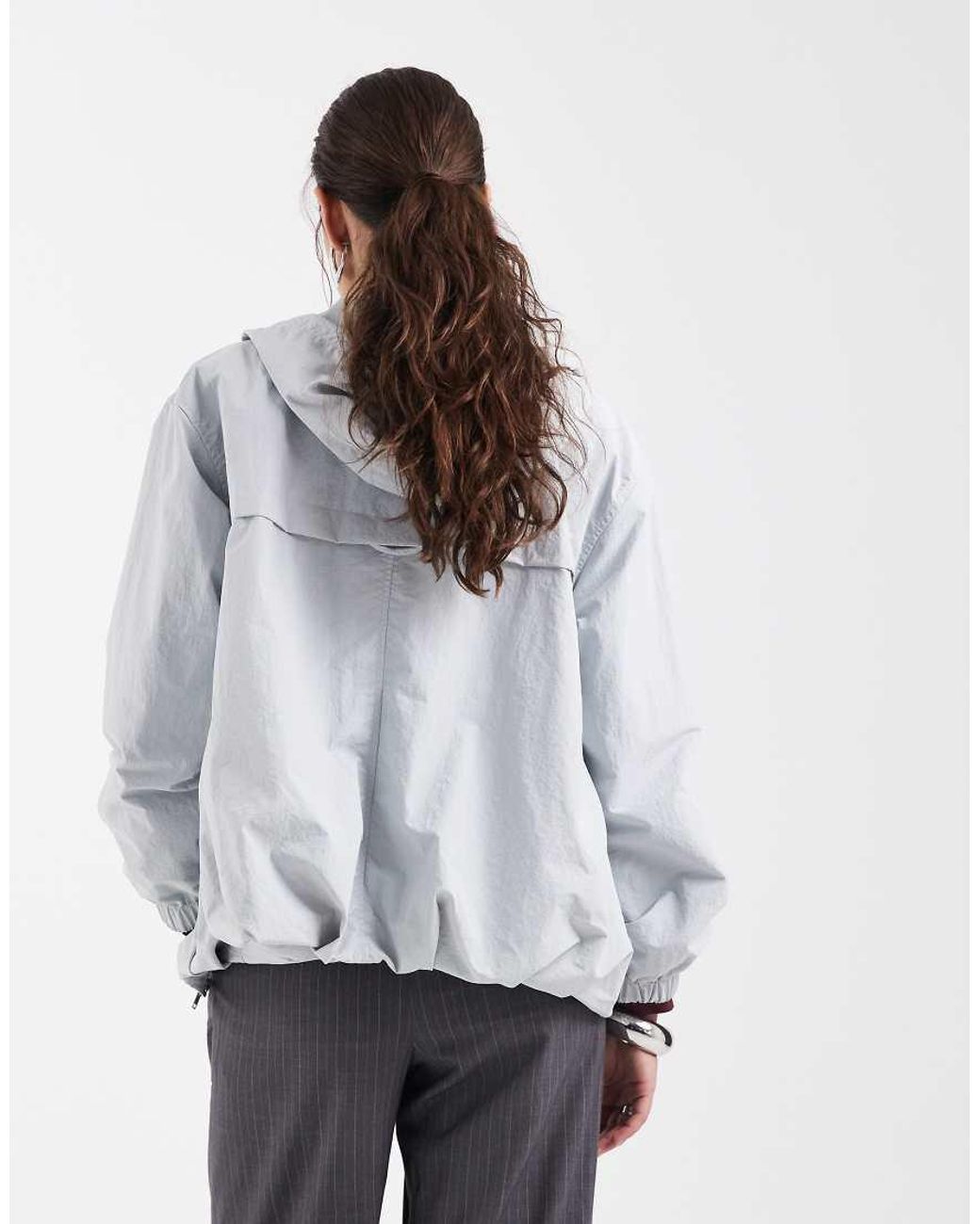 ASOS White Bubble Hem Rain Bomber Jacket