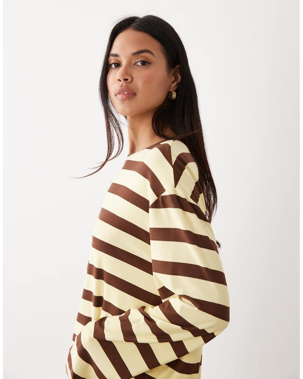 Kaiia White Super Soft Jersey Crew Neck Oversized Long Sleeve Top