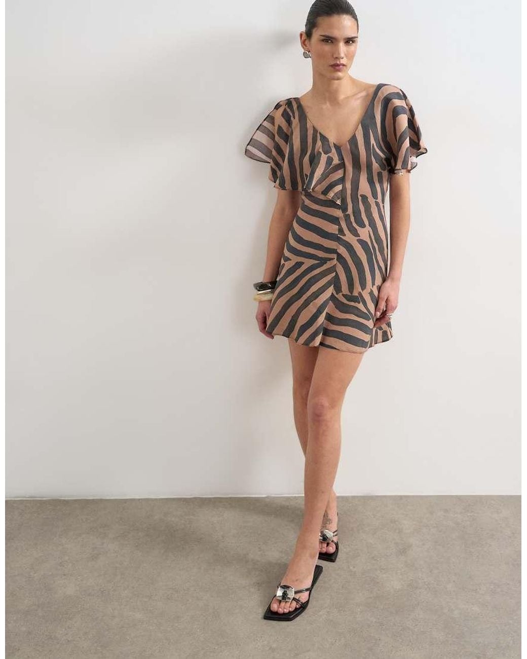 TOPSHOP White Asymmetric Frill Mini Dress