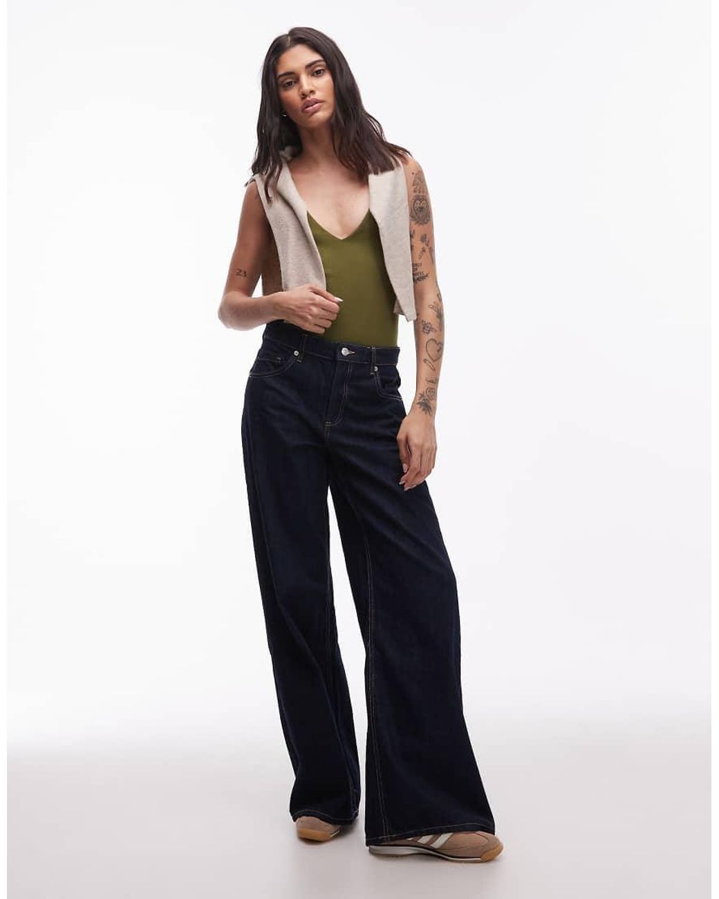 ASOS Green Compact Cotton V Neck Bodysuit