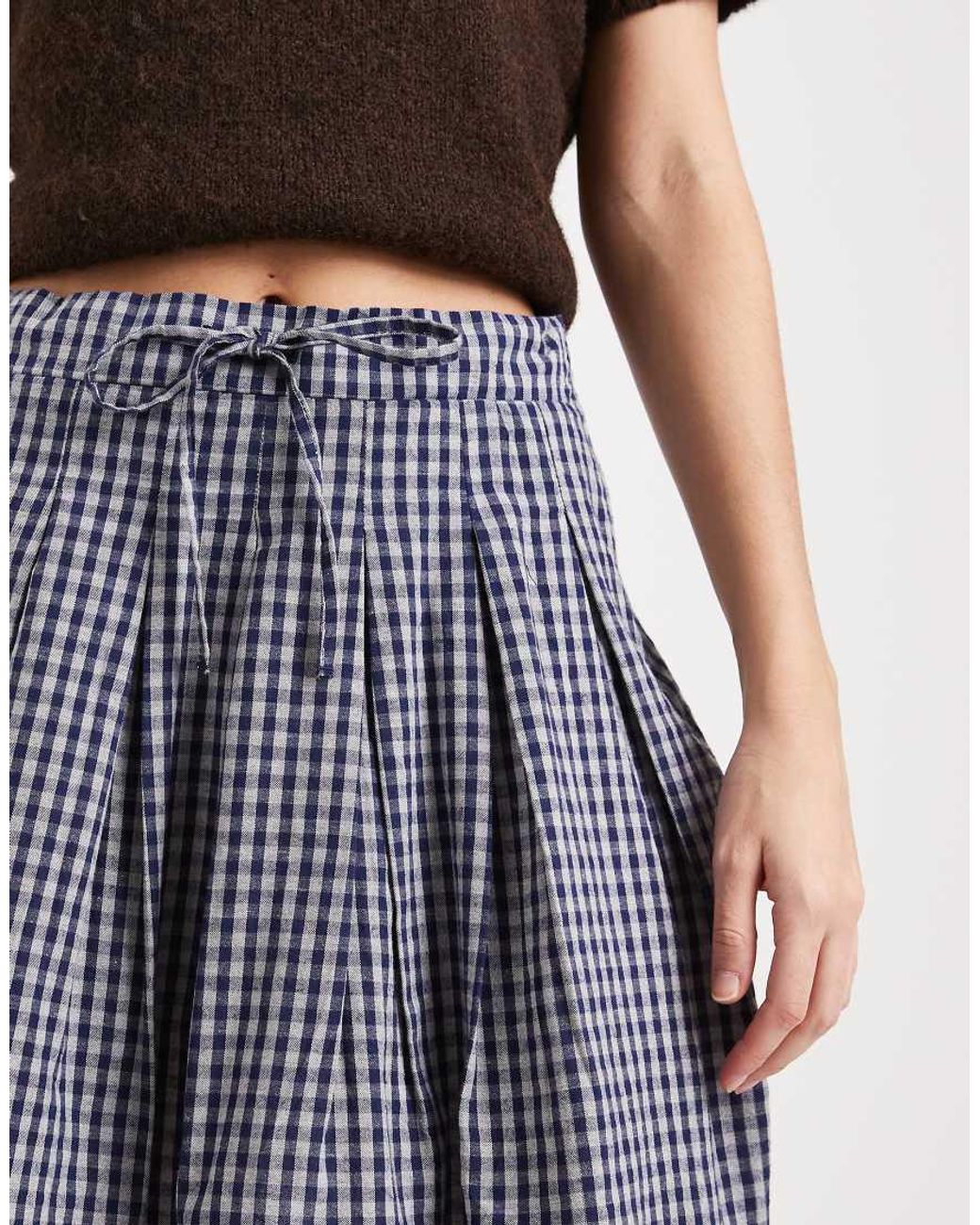 ONLY Blue Pleated Mini Skirt With Tie Waist
