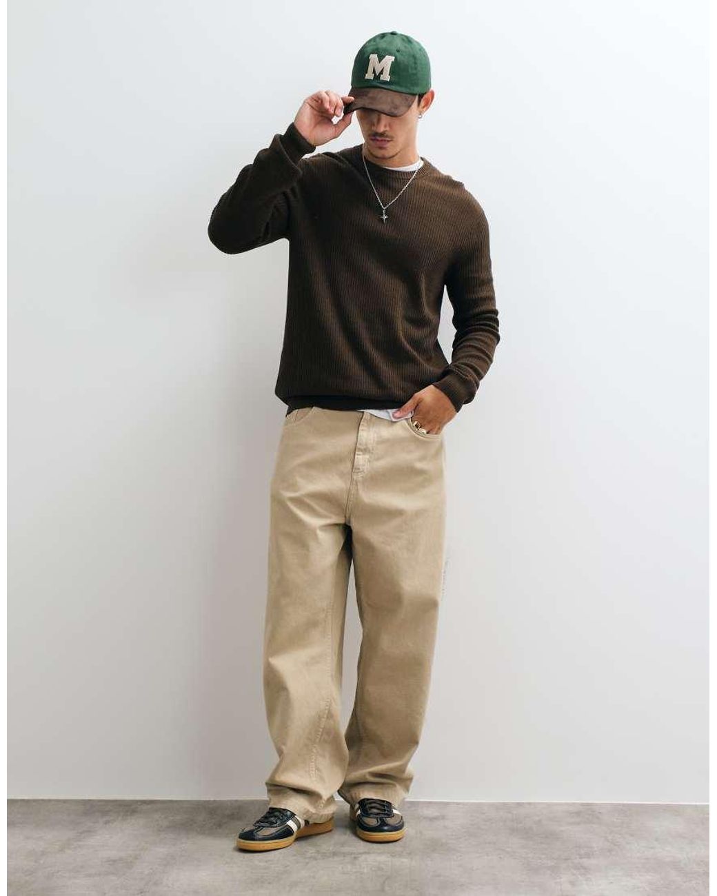 Only & Sons Black Relaxed Fit Crew Neck Knit Sweater for men