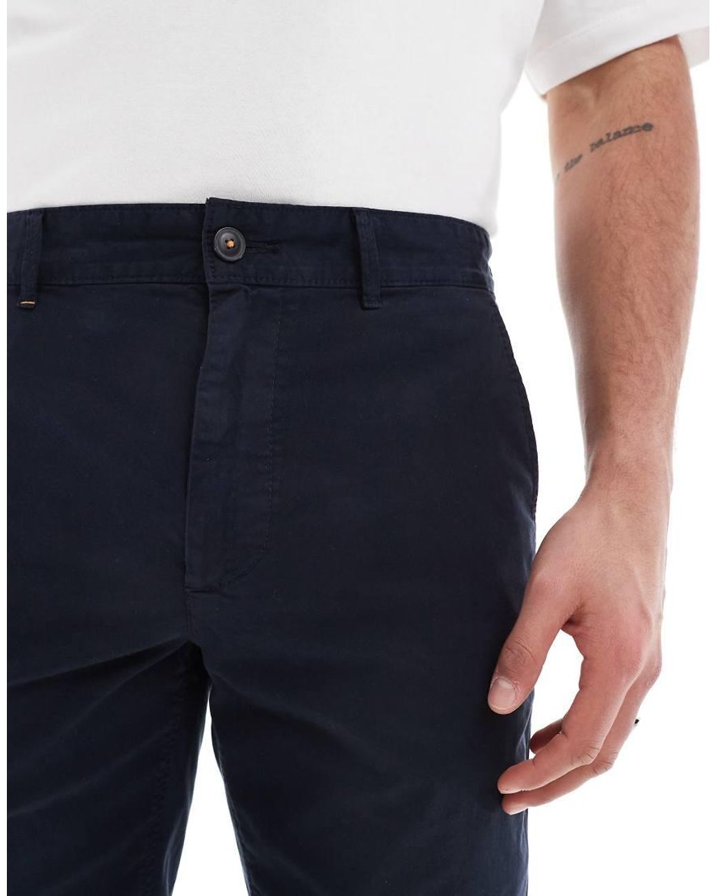 Boss Blue Slim Fit Cotton Chino Shorts for men