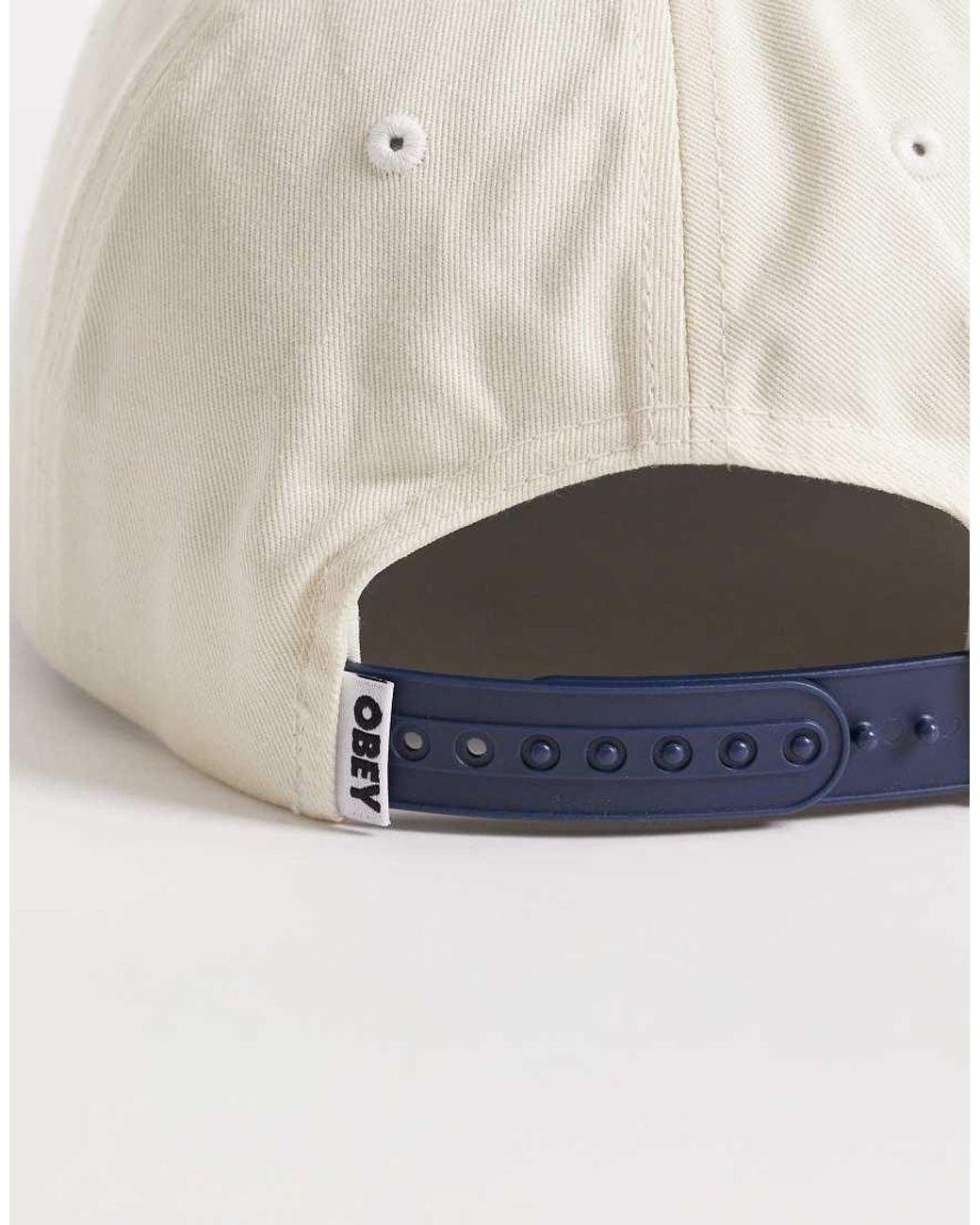 Obey White Jazz Records Script Snapback Contrast Peak Cap