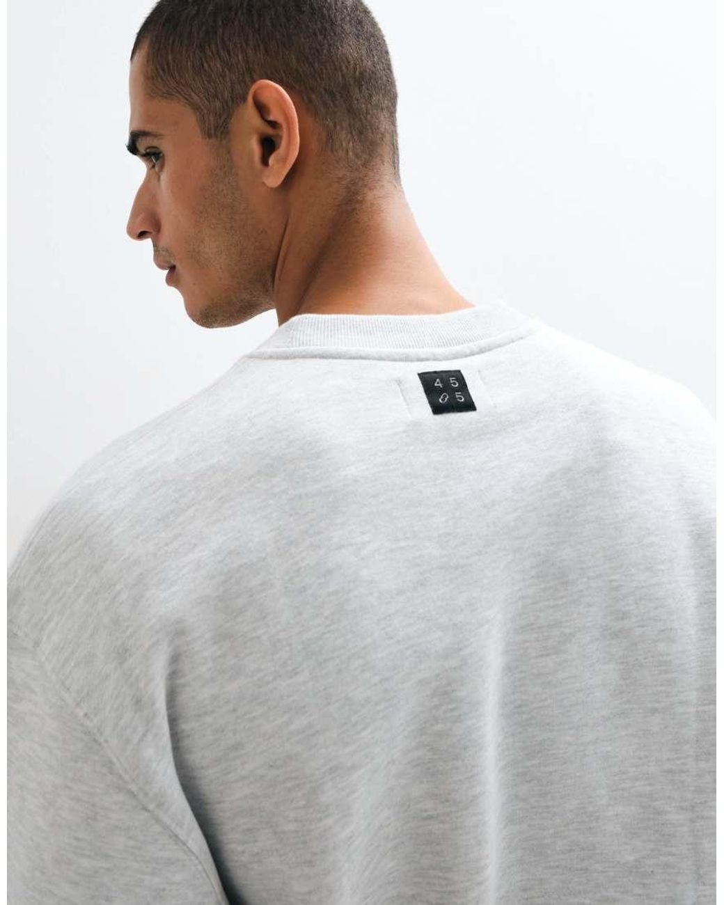 4505 Gray Rest Day 400Gsm Heavyweight Cotton Boxy Crew Neck Sweatshirt for men