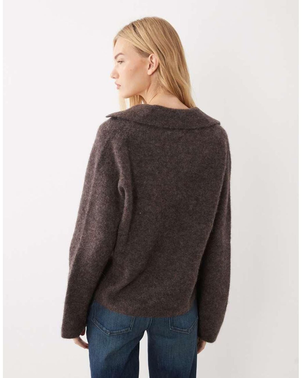 ARKET Brown Super Soft Alpaca Wool Blend Polo Jumper