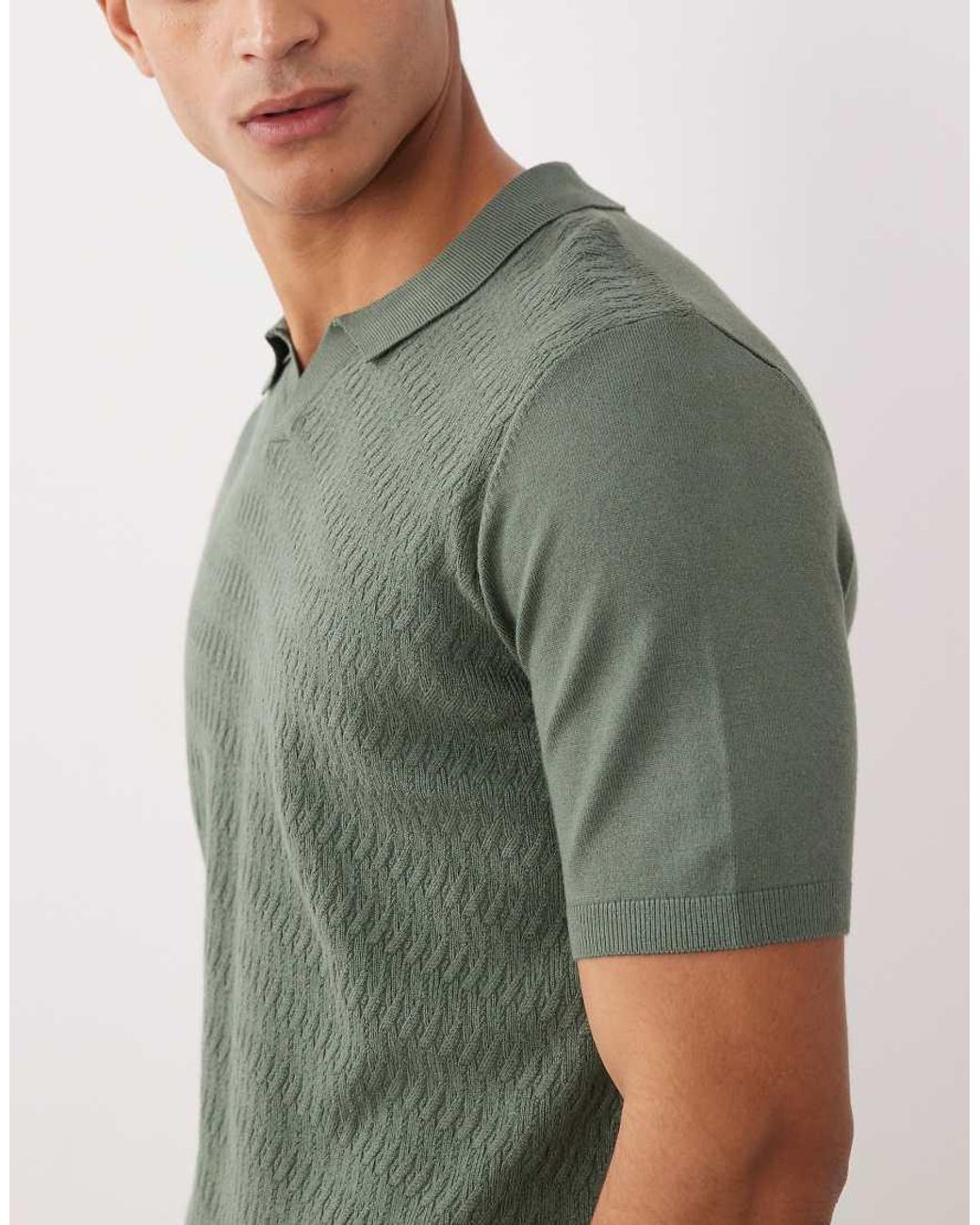 Threadbare Gray Knitted Short Sleeve Polo Shirt for men