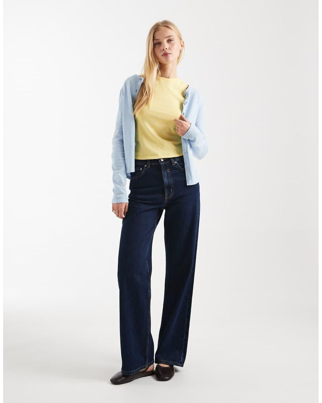 ASOS Blue Knitted Slash Neck Top Co-Ord