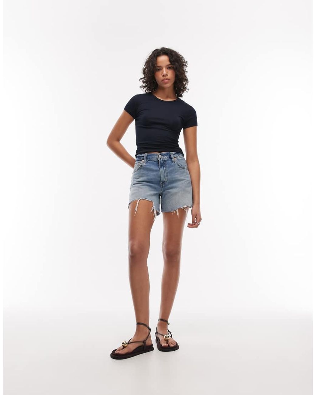 Levi's Blue Ribcage Denim Shorts
