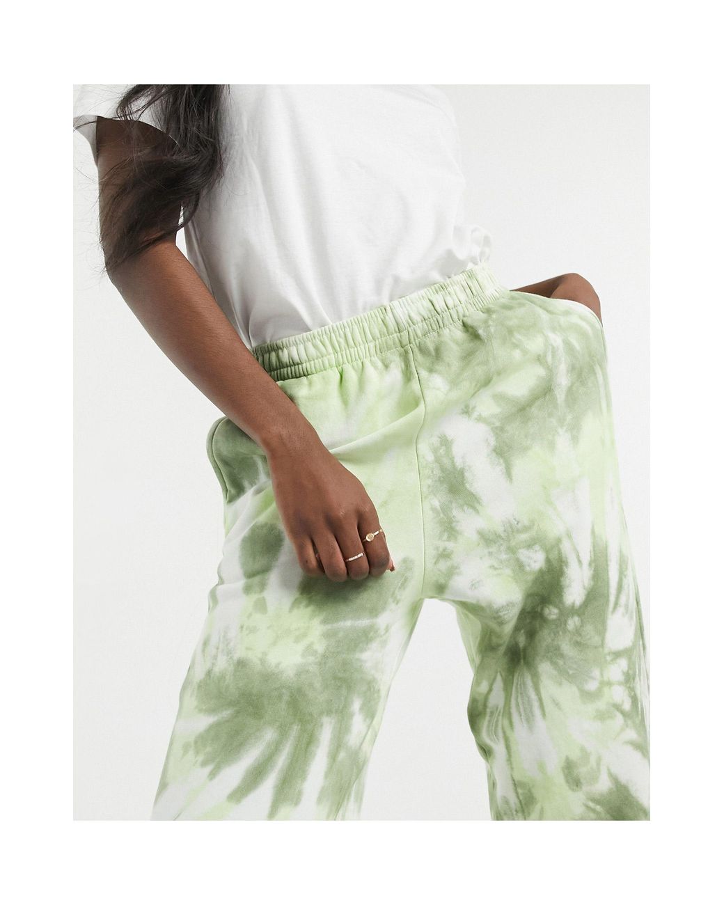 TOPSHOP Tie Dye Sweatpants in Green 