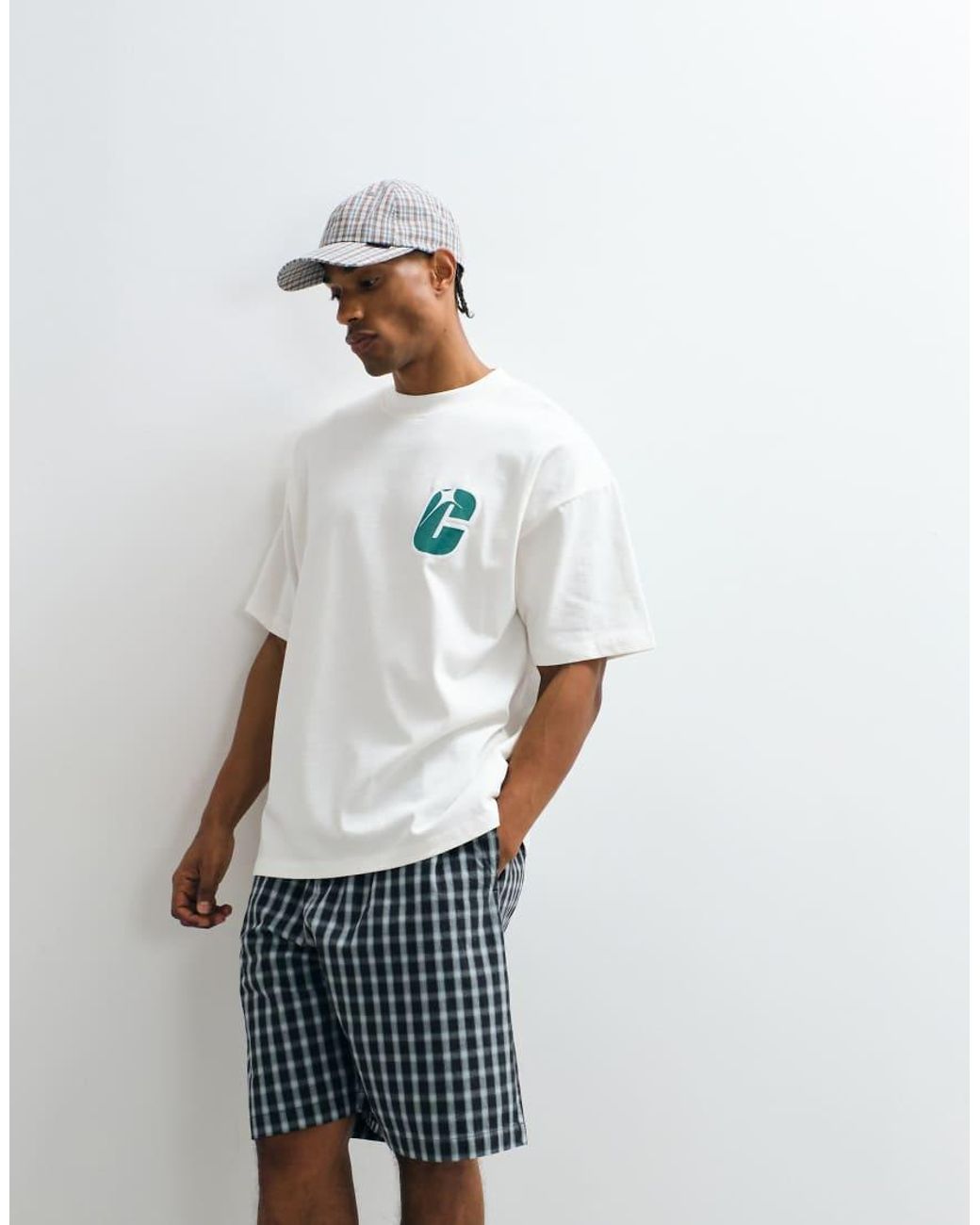 CERNUCCI White Layered Logo Sticker Back Print Oversized T-shirt for men