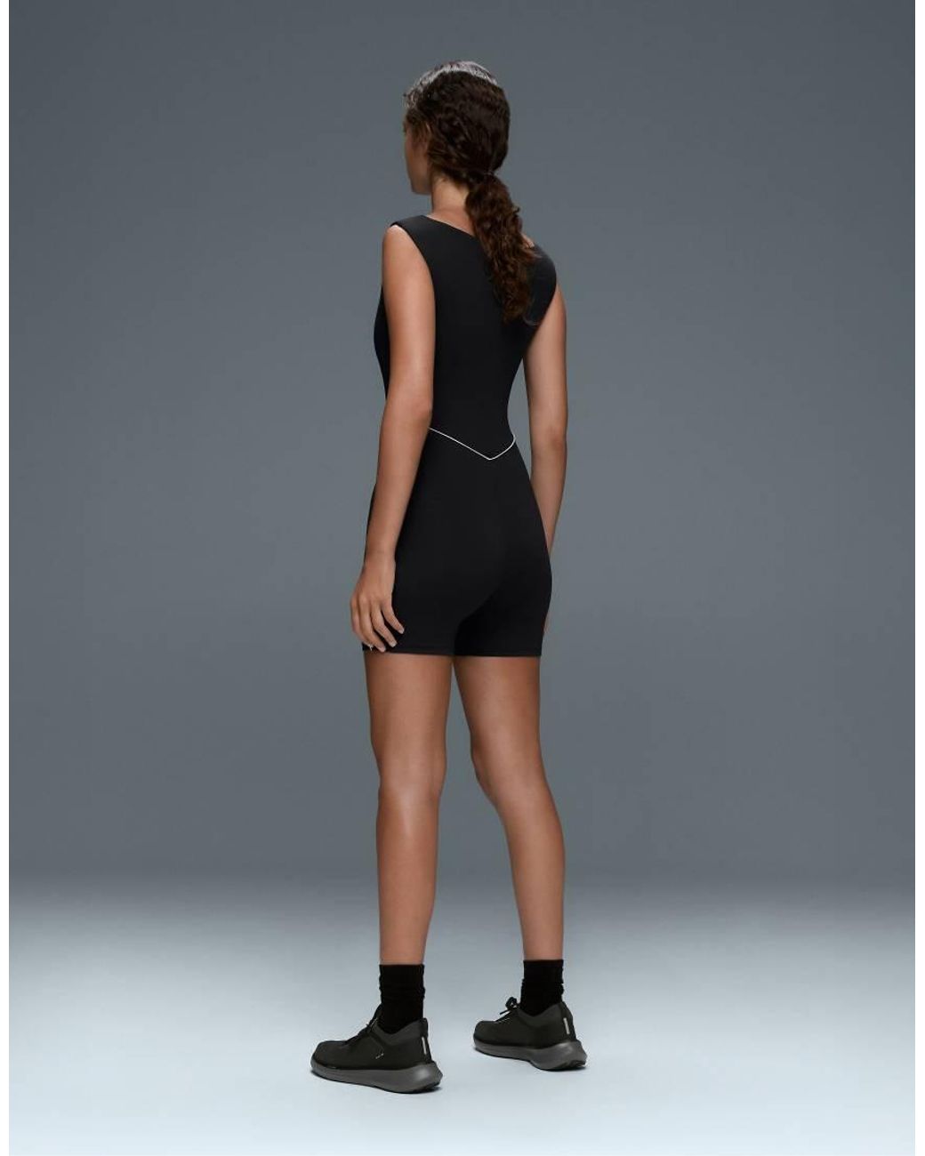 Oysho Gray Comfortlux Piping Short Jumpsuit