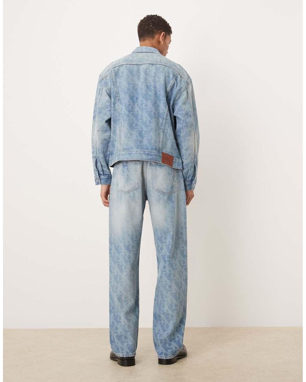 Calvin Klein Blue All Over Logo 90S Straight Fit Jeans for men