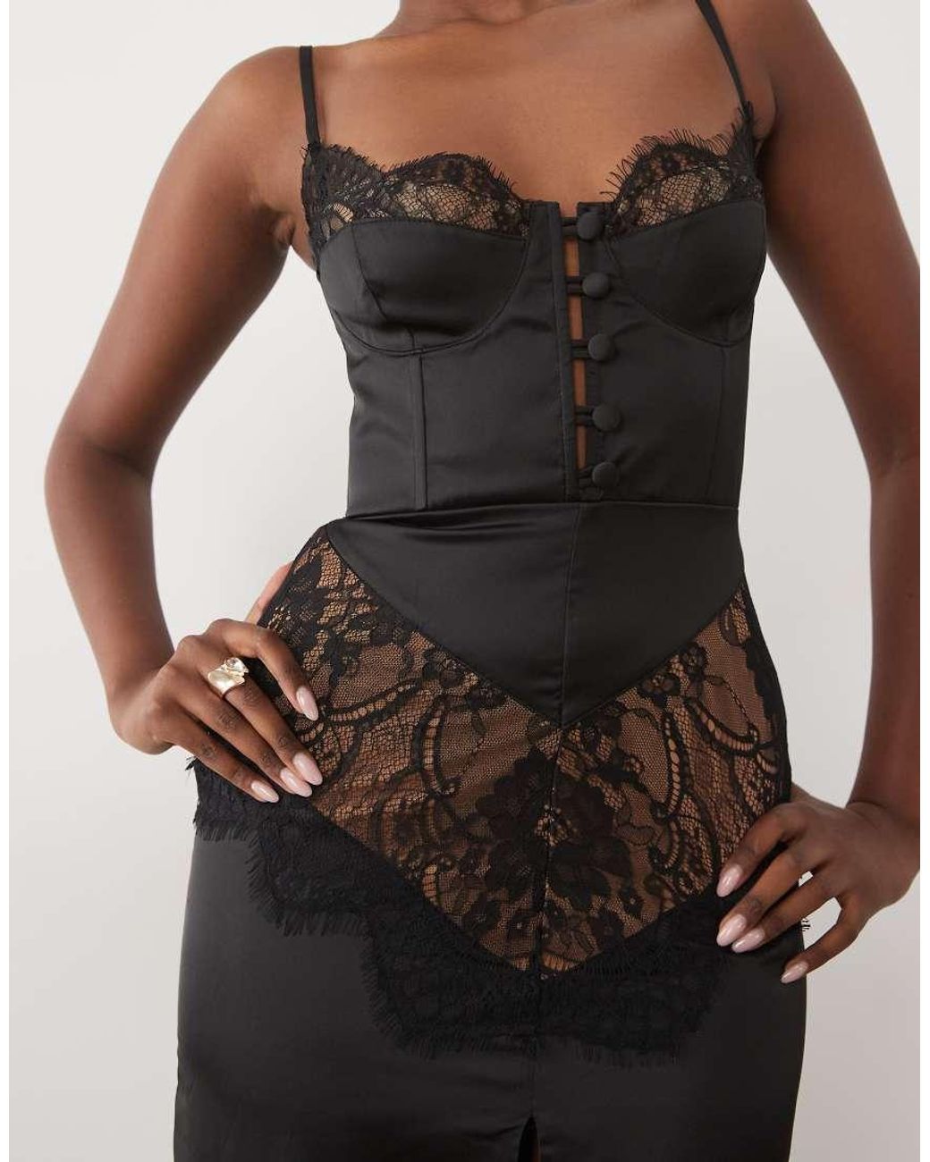 The Dolls House Black Dolce Satin Maxi Dress
