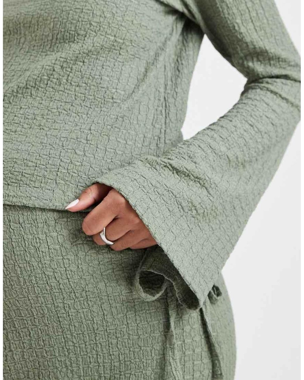 Mama.licious Green Mamalicious Maternity Textured Jersey Bell Sleeve Top Co-Ord