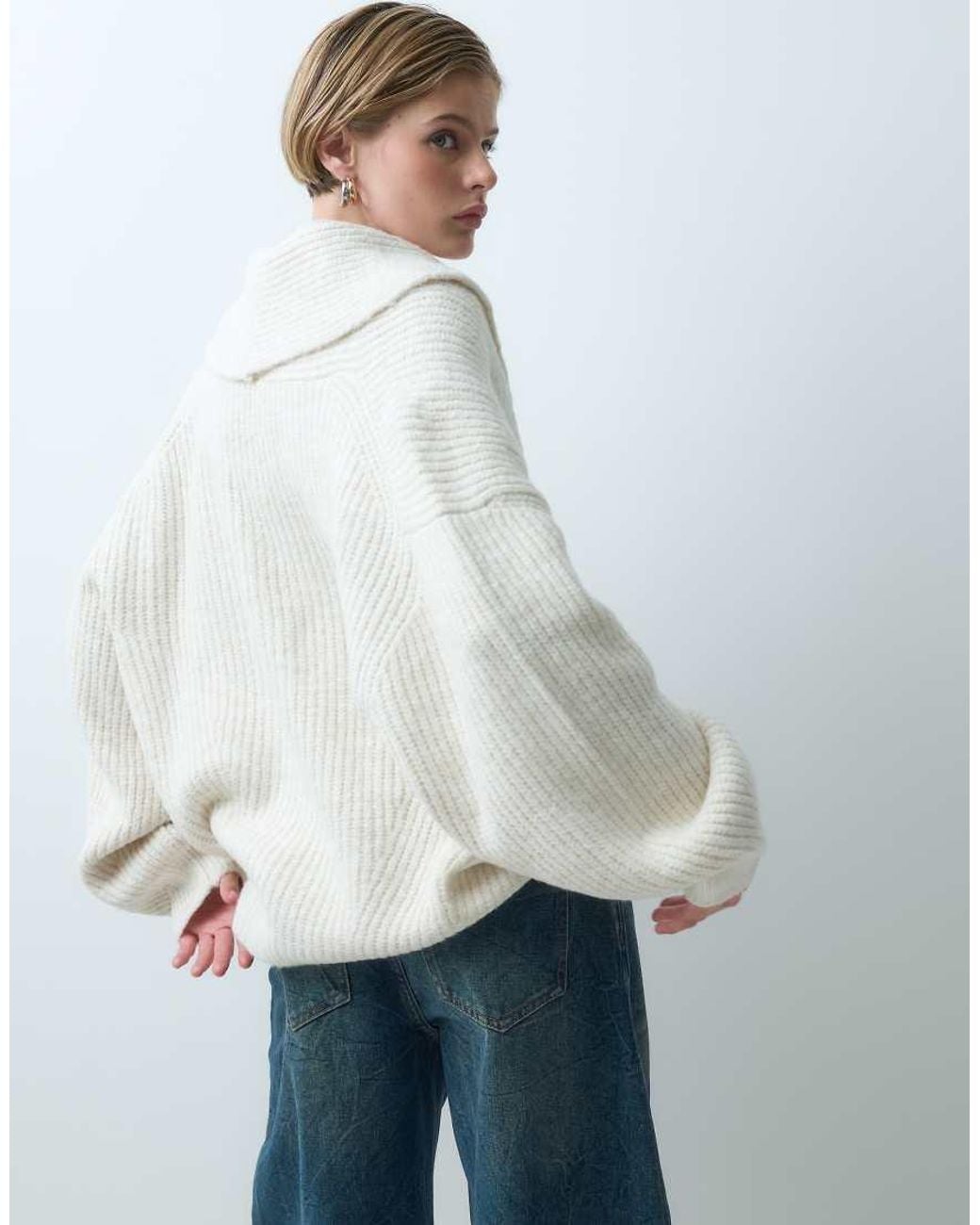 ASOS White Knitted Shawl Cardigan