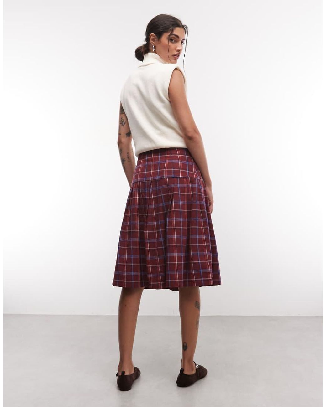 Reclaimed Vintage Red Check Kilt With frogging Trims