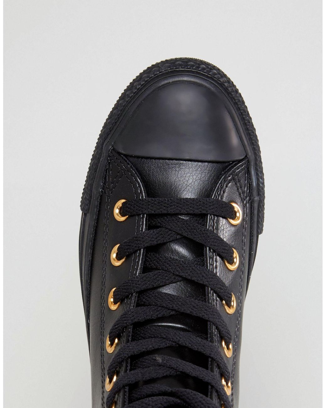 Converse Chuck Taylor Hi Top Sneakers In Black With Gold Eyelets | Lyst