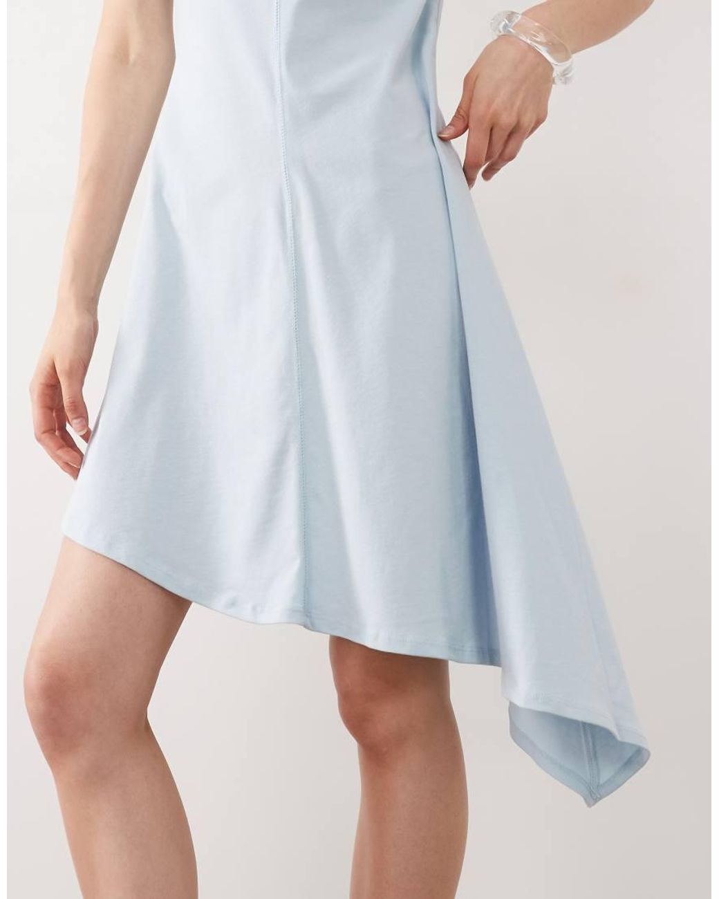 ASOS White Sleeveless Mini Dress With Asymmetric Hem