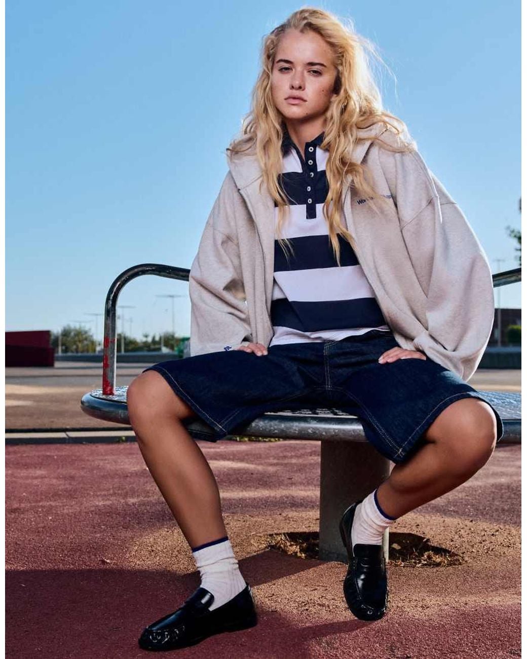 Pull&Bear Blue Zip-Up Hood Sweatshirt