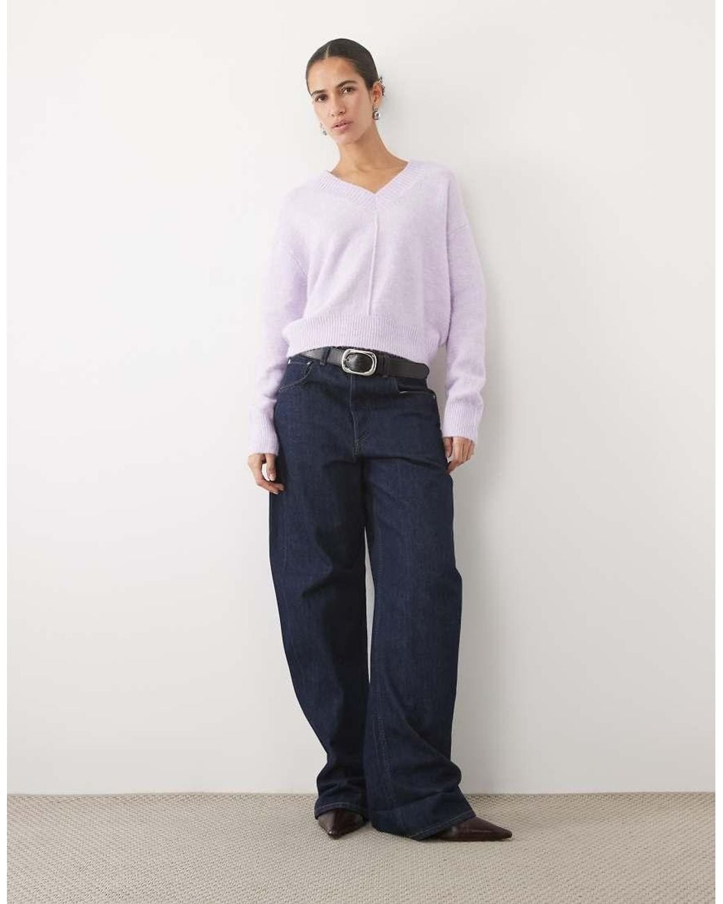 Mango Purple Teen V Neck Jumper