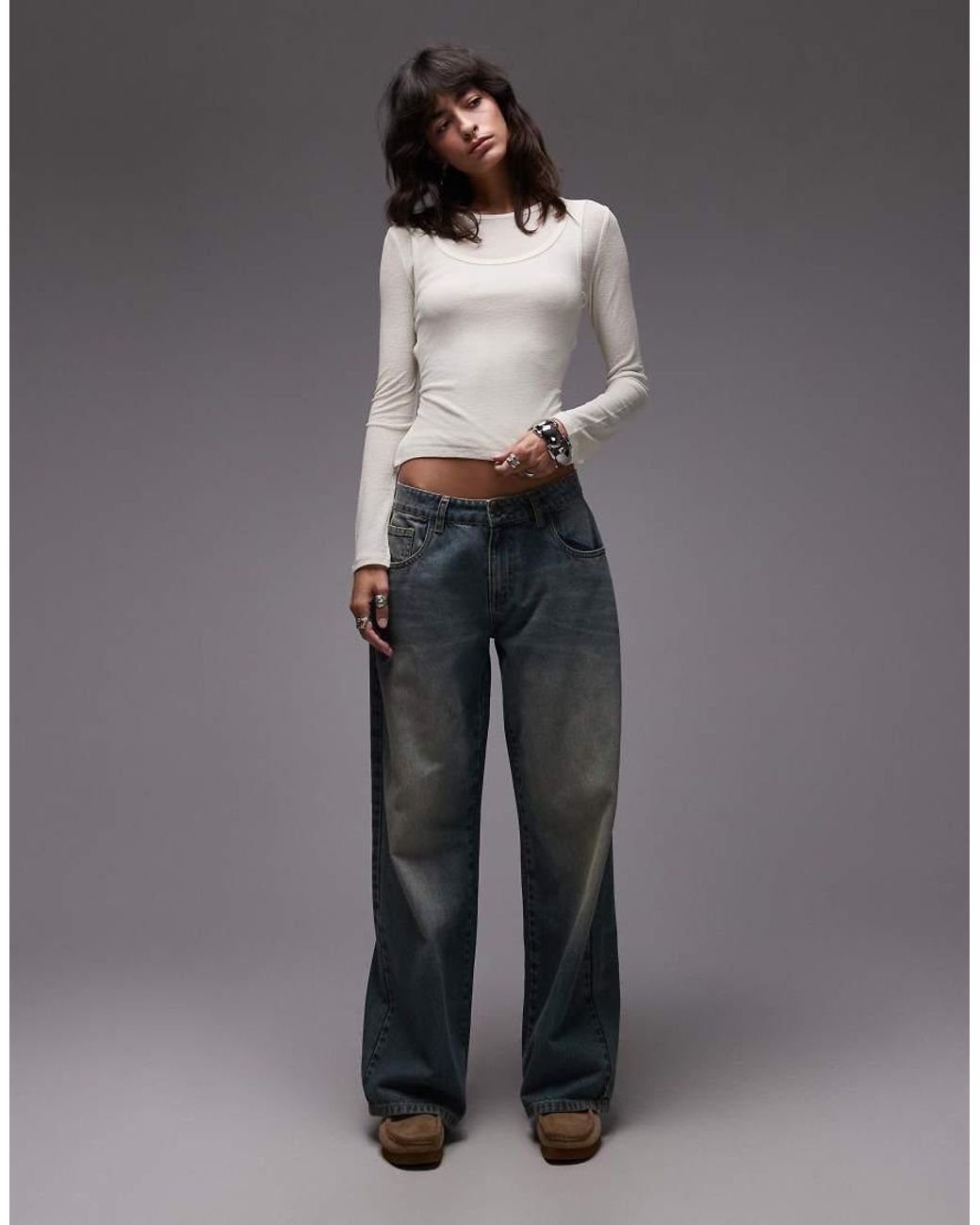 ASOS Gray Double Layer Sheer Top