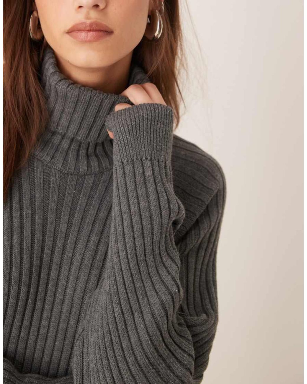 Y.A.S White Ribbed Roll Neck Jumper Midi Dress