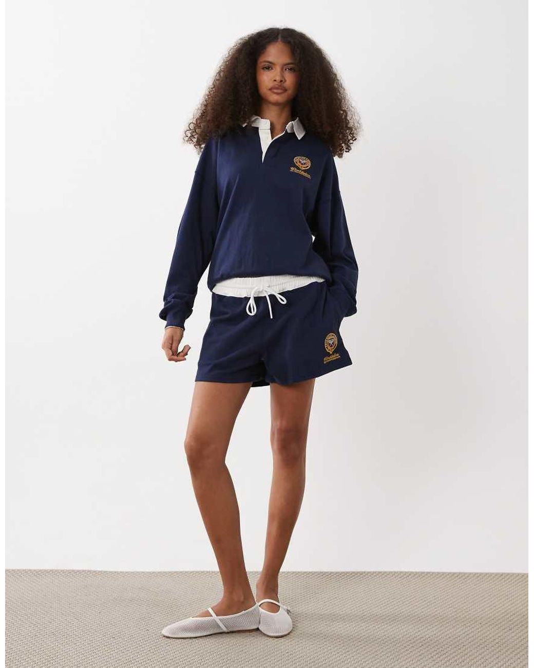 Polo Ralph Lauren Blue Wimbledon Capsule Rugby Shorts With Crest Embroidery