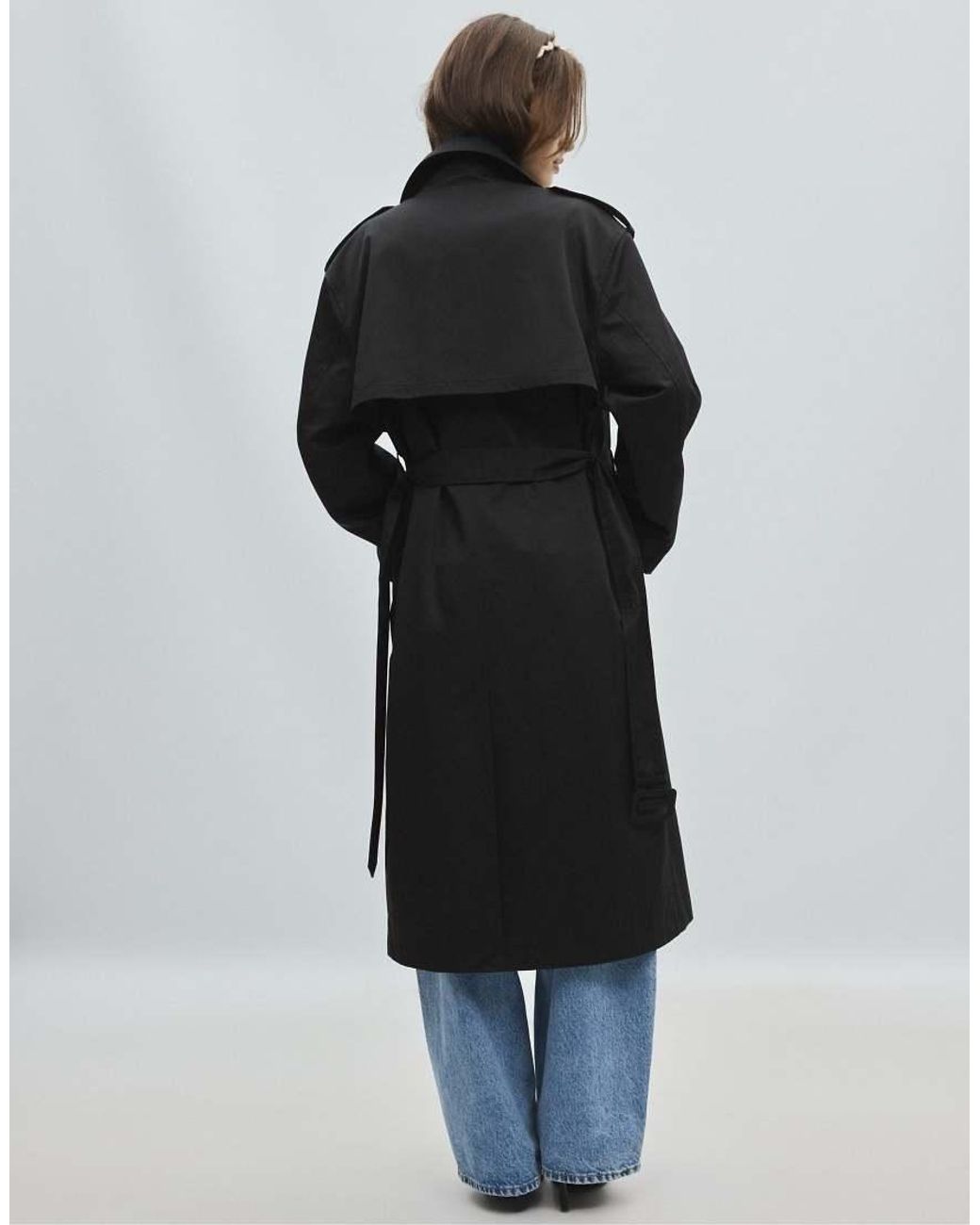 Stradivarius Black Long Basic Trench Coat